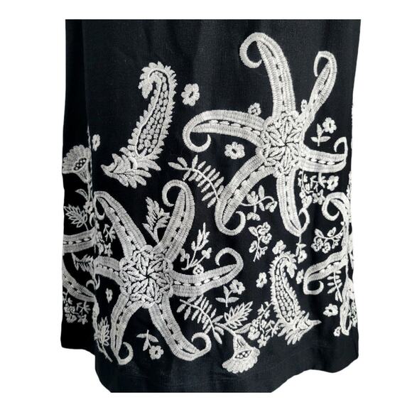 Anthropologie Maeve Black Embroidered Dress Size 6 Boho Chic V-Neck Shift Tunic - Picture 4 of 8